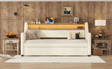 Twin Leather Upholstered Daybed With Trundle Charging Station - Omega Lifestyles