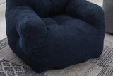 Soft Teddy Fabric Tufted Foam Bean Bag Chair Dark Blue - Omega Lifestyles