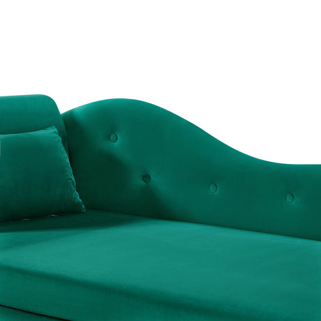 Velvet Upholstered Storage Chaise Lounge Bench - Omega Lifestyles