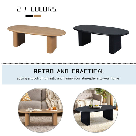 Tapered MDF Natural Wood Rounded Edge Coffee Table - Sleep Galleria