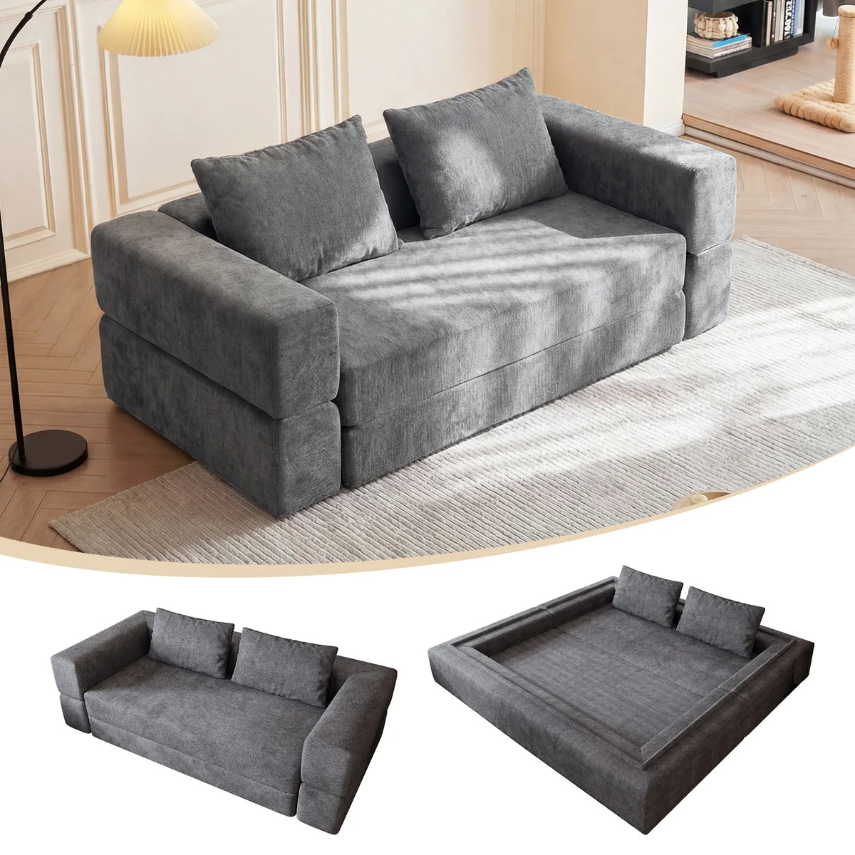 Memory Foam Convertible Sofa Bed With Chenille Upholstery - Omega Lifestyles