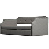 Gray Linen Upholstered Twin Daybed With Trundle - Omega Lifestyles