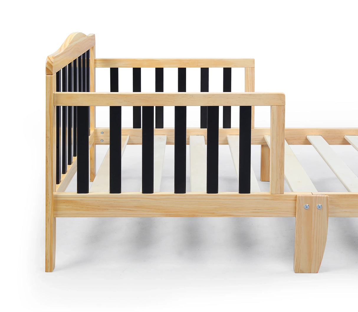 Solid Wood Two-Tone Twain Toddler Bed With Safety Rails - Omega Lifestyles