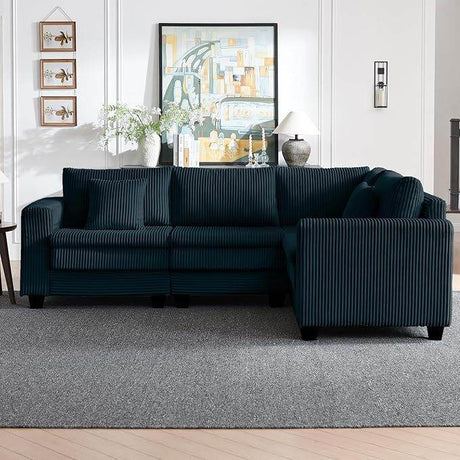 3-Seater Modular Corduroy Sectional Sofa With Foam Springs - Omega Lifestyles