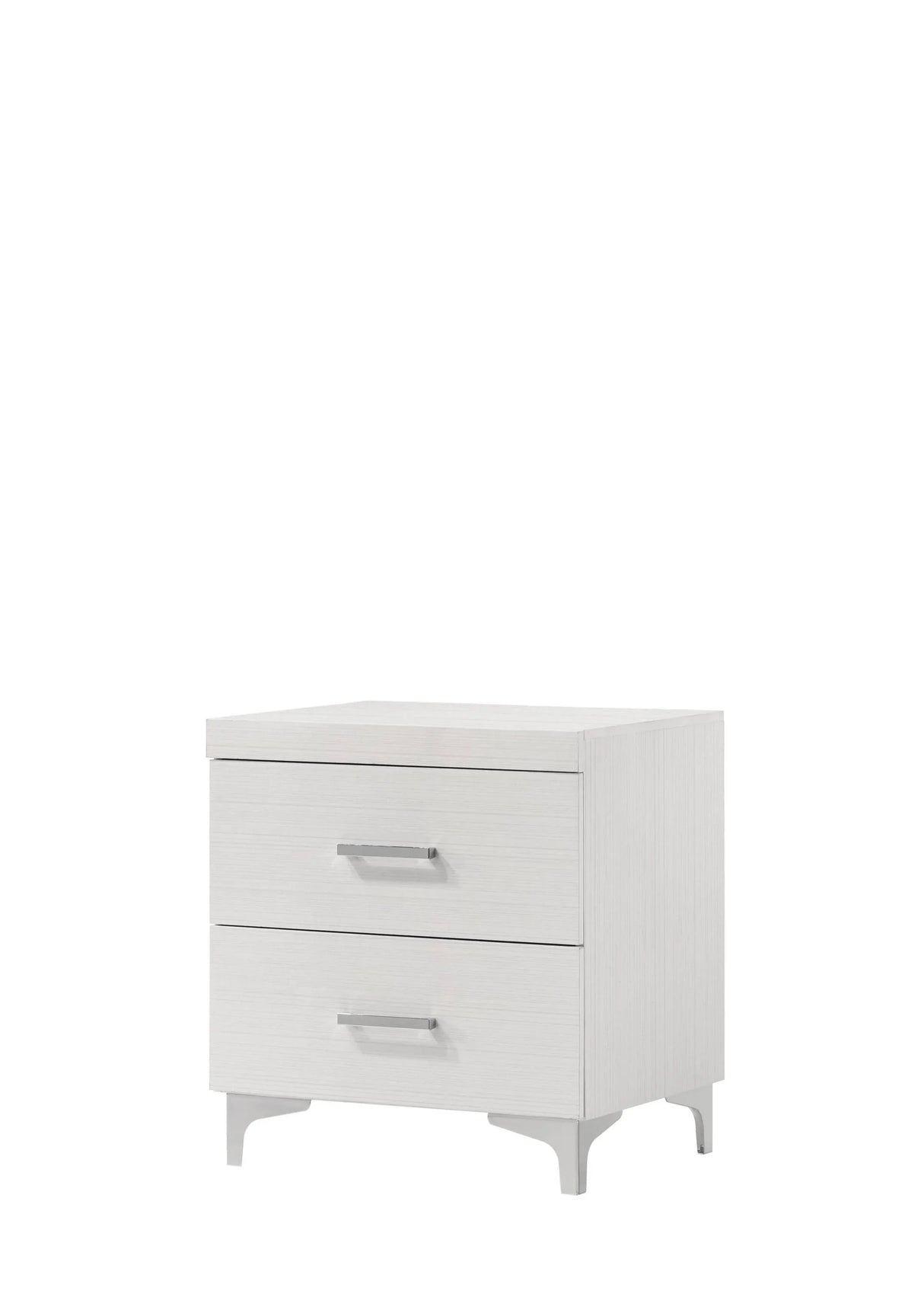 White Finish Metal Synthetic Wood Nightstand With Drawer - Omega Lifestyles