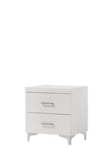 White Finish Metal Synthetic Wood Nightstand With Drawer - Omega Lifestyles