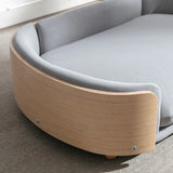 Scandinavian Solid Wood Elevated Pet Sofa Bed With Velvet Cushion - Omega Lifestyles