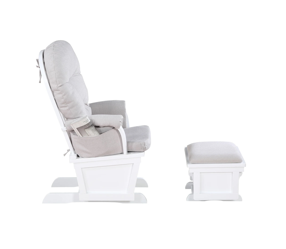 Madison Solid Wood White Glider Chair With Ottoman - Omega Lifestyles