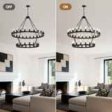 Matte Black Iron Wagon Wheel Farmhouse Chandelier 47-Inch - Omega Lifestyles