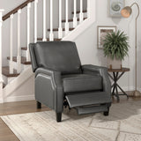 Transitional Gray Faux Leather Push-Back Reclining Chair