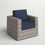 Modern Weather-Resistant Wicker Outdoor Club Chair With Cushions