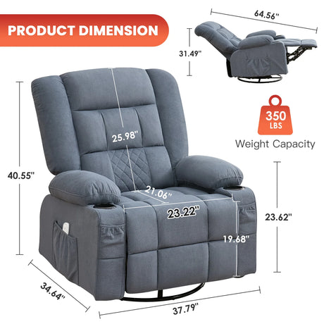 3D Kneading Heated Rocker Recliner Chair With USB Port - Omega Lifestyles