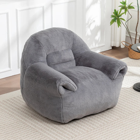 Comfy Faux Fur Bean Bag Chair With Back Support - Omega Lifestyles