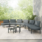 8-Piece Modular Half Moon Aluminum Patio Sofa Set