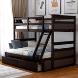 Twin-Over-Full Solid Wood Storage Bunk Bed Espresso - Omega Lifestyles