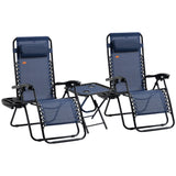 Outdoor Folding Zero Gravity Recliner Chair With Cupholders