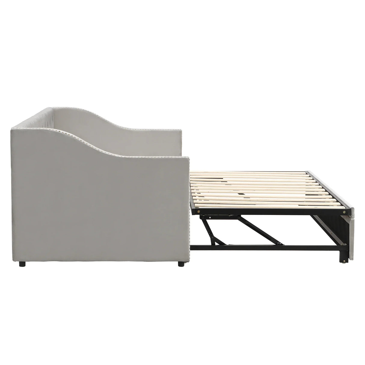 Twin Upholstered Velvet Daybed With Pop-Up Trundle - Omega Lifestyles