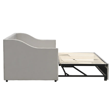 Twin Upholstered Velvet Daybed With Pop-Up Trundle - Omega Lifestyles