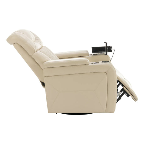 Power PU Leather Recliner Chair With Tray Table USB Port - Omega Lifestyles