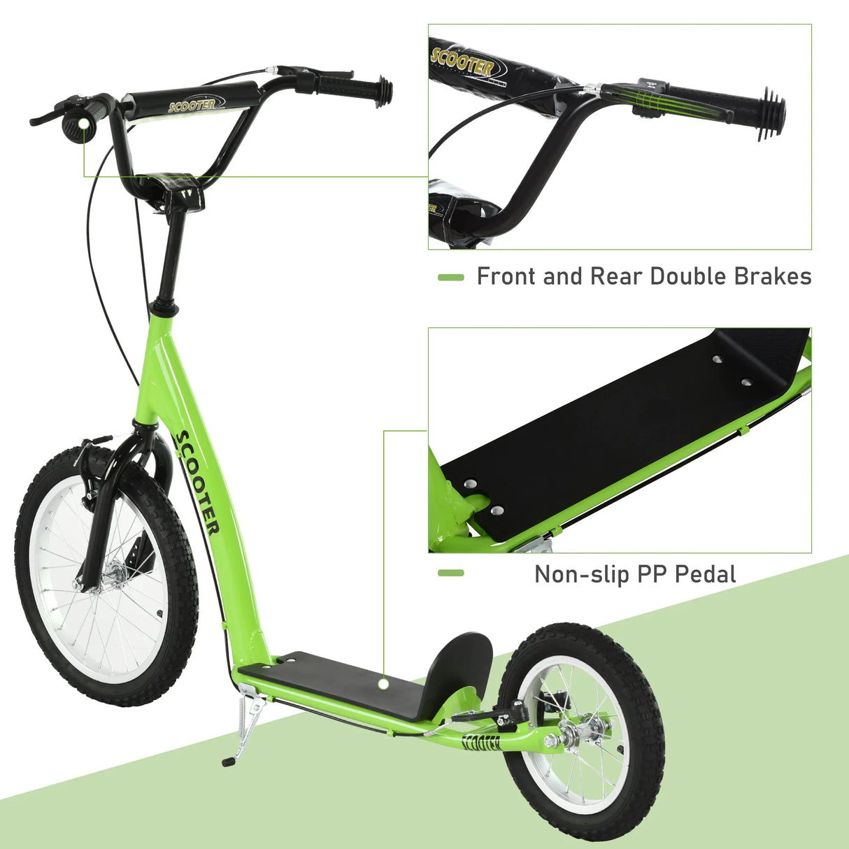 Youth Adjustable Handlebar Kick Scooter With Inflatable Wheels - Omega Lifestyles