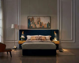 King Velvet Upholstered Bed Frame With LED Lights - Omega Lifestyles
