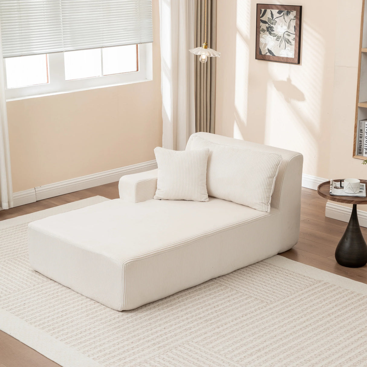 Corduroy Foam Right Armrest Chaise Lounge Chair - Omega Lifestyles