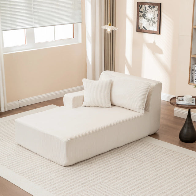 Corduroy Foam Right Armrest Chaise Lounge Chair - Omega Lifestyles