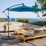 10-Foot Solar LED Steel Offset Patio Umbrella