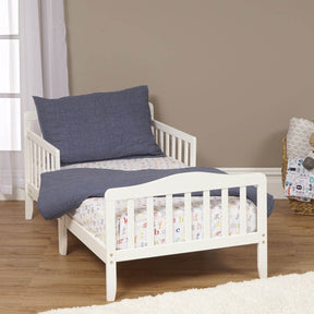 Solid Wood White Toddler Bed With Safety Rails - Omega Lifestyles
