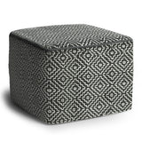 Square Woven Outdoor Indoor Gray Fabric Pouf Seat - Omega Lifestyles