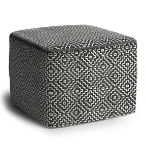 Square Woven Outdoor Indoor Gray Fabric Pouf Seat - Omega Lifestyles