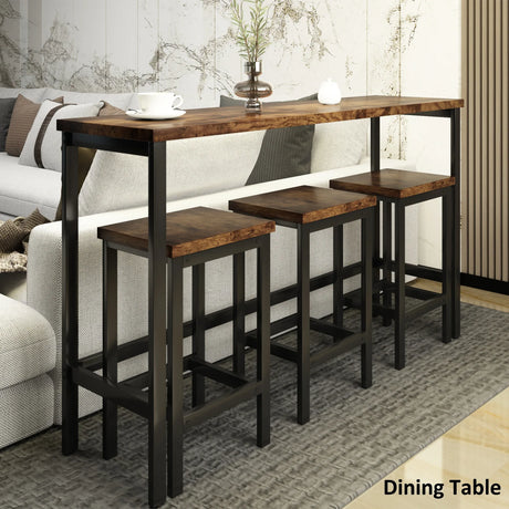 4-Piece Extra Long Counter Height Metal Frame Dining Table Set - Omega Lifestyles