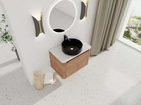30-Inch Wall-Mounted Bathroom Vanity With Ceramic Sink - Omega Lifestyles