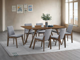 7-Piece Walnut Light Gray Synthetic Wood Dining Set - Omega Lifestyles