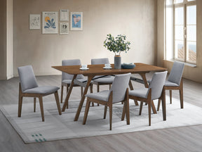 7-Piece Walnut Light Gray Synthetic Wood Dining Set - Omega Lifestyles