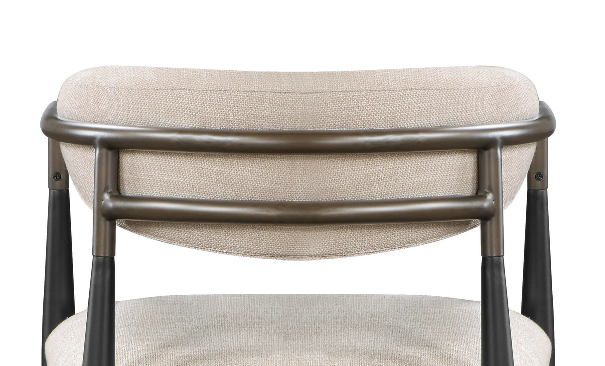 Set of 2 Beige Linen Upholstered Metal Frame Side Chairs - Omega Lifestyles