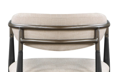 Set of 2 Beige Linen Upholstered Metal Frame Side Chairs - Omega Lifestyles