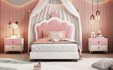 Twin Upholstered Princess Platform Bed With Crown Headboard - Omega Lifestyles