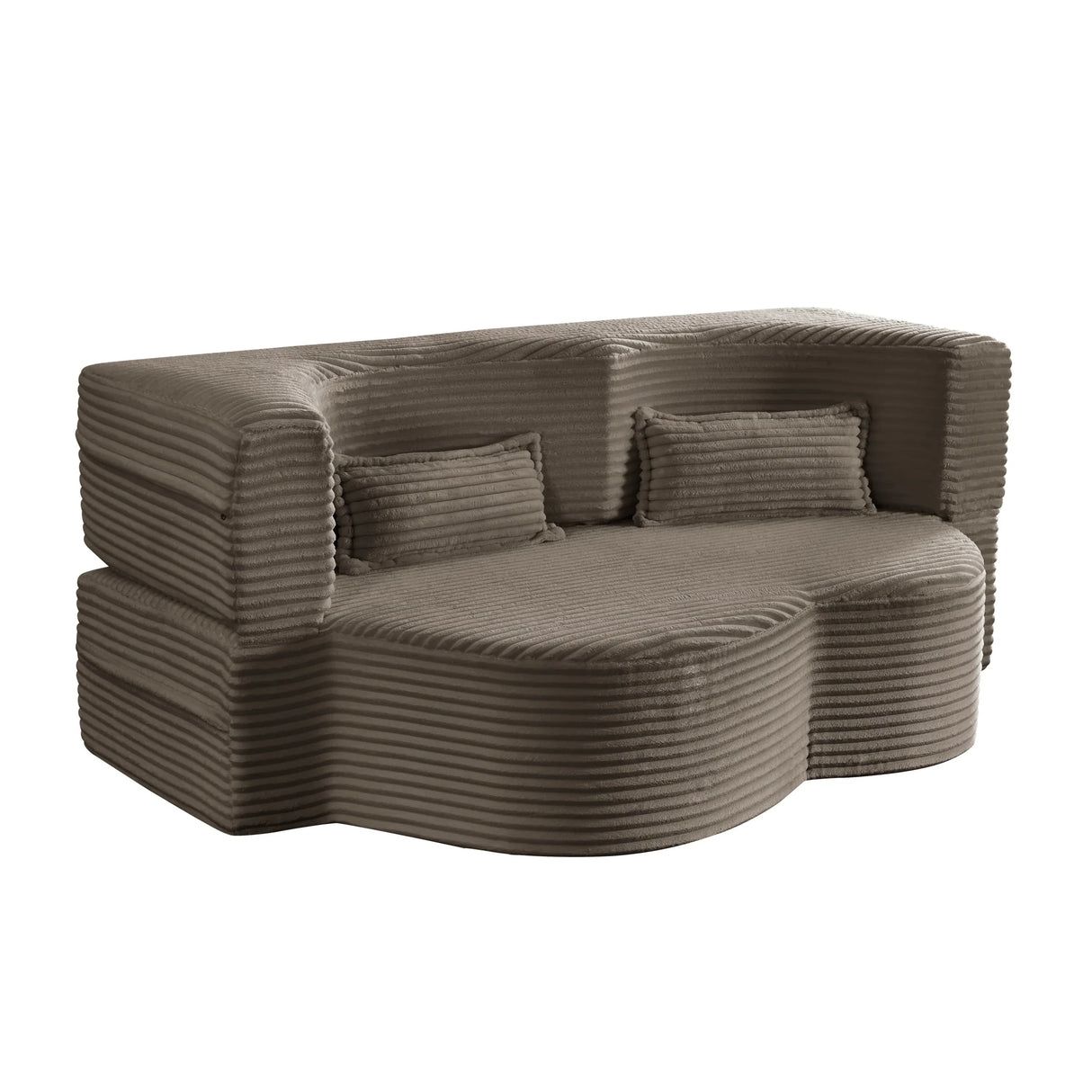 Full Size Plush Corduroy Foam Folding Sofa Bed With Pillows - Omega Lifestyles
