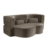 Full Size Plush Corduroy Foam Folding Sofa Bed With Pillows - Omega Lifestyles