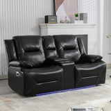 Manual Black Leather Gel Recliner Chair With LED Light Strip - Omega Lifestyles