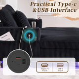 Oversized Corduroy Recliner Sofa With USB Charging - Omega Lifestyles