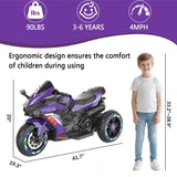 12V Violet Kids Electric Ride-On Motorcycle Toy - Omega Lifestyles
