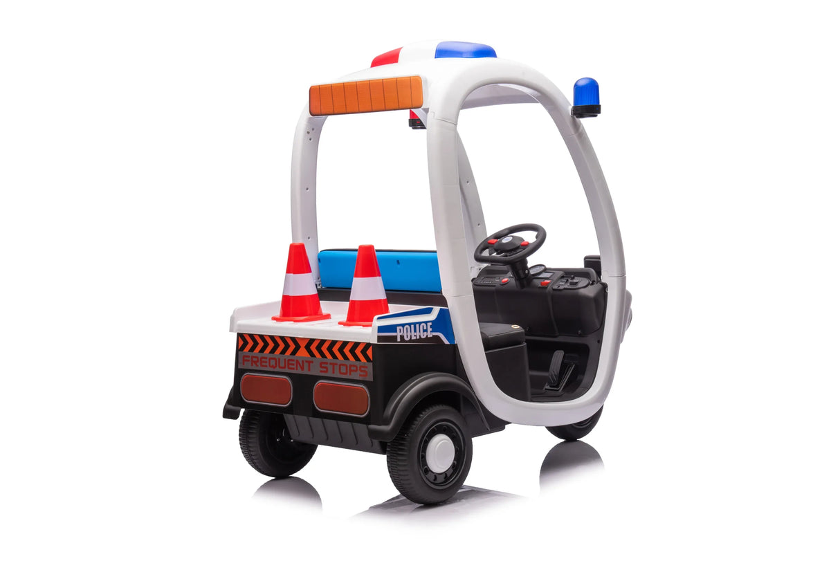 12V Two-Seater Electric Police Ride-On Car Toy - Omega Lifestyles