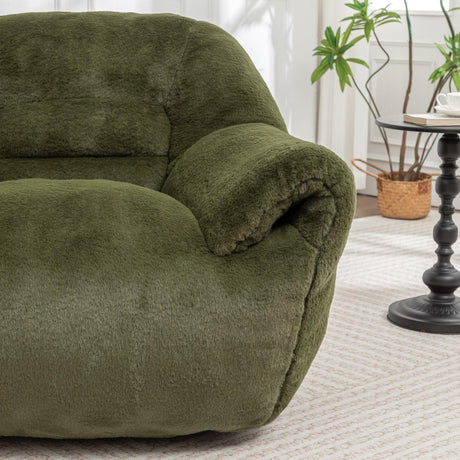 Faux Fur Comfy Bean Bag Chair With Back Support Green - Omega Lifestyles