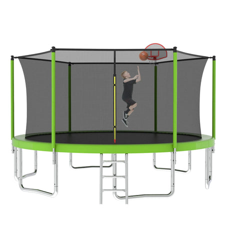 14-Inch Kids Outdoor Safety Enclosure Trampoline - Omega Lifestyles