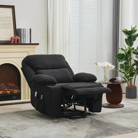 Medium-Firm Corduroy Remote-Controlled Heating Massage Recliner - Omega Lifestyles