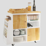 Engineered Wood Kitchen Island Cart With Spice Rack - Omega Lifestyles