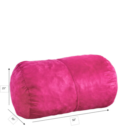 Polyester Foam Filled Cylindrical Fuchsia Bean Bag Chair - Omega Lifestyles