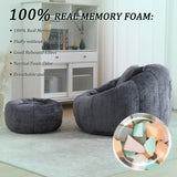 Chenille Foam Filled Pumpkin Shape Lazy Sofa with Ottoman - Omega Lifestyles